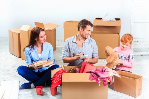 Removals and storage services in Southcroydon with moving boxes and furniture