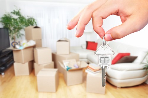Boxes and household items organized in Southcroydon storage