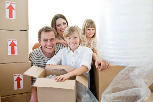 Packed boxes and furniture prepared for household storage in Southcroydon